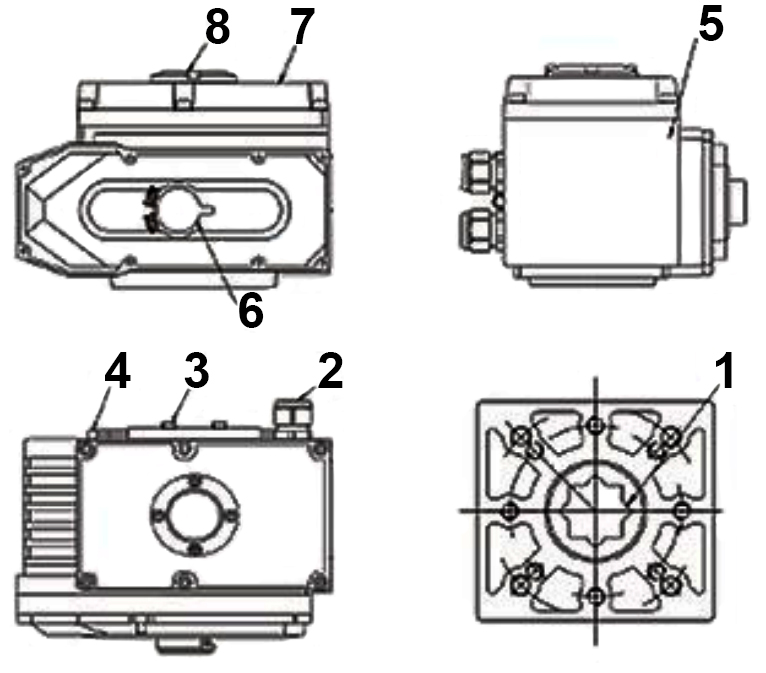 Электропривод 3/4-оборотный DN.ru E34-N-015EM-O1-220VAC-У1 220В