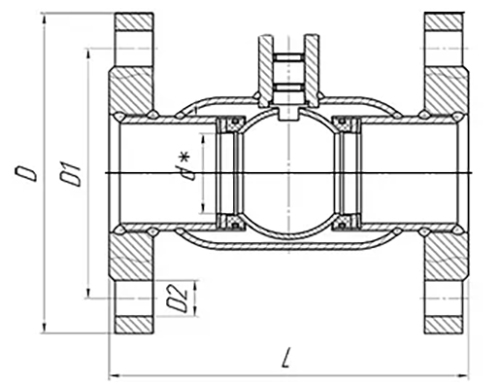 Кран шаровой ALSO КШ.Ф.Р.015.40-01 1/2″ Ду15 Ру40 стандартнопроходной, двухходовой, углеродистая сталь 20, уплотнение - PTFE, фланцевый, с взрывозащищенным электроприводом DN.ru EX-010 380В 