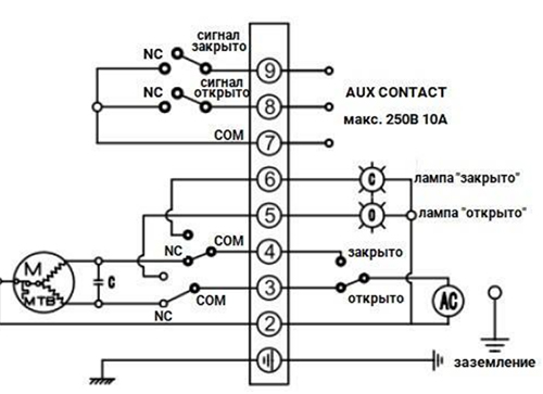 Электрическая схема подключения QT-N-005EM-O1-220VAC-У1 220В