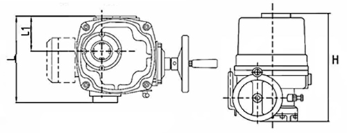 Затвор дисковый поворотный DN.ru WBV1616N-2W-Fb-H Ду100 Ру16 LUG межфланцевый, корпус - чугун QT450, диск - чугун QT450, уплотнение - NBR, с электроприводом 1/4-оборотным DN.ru QT-EX-010EM-O2-380VAC-У1 380В