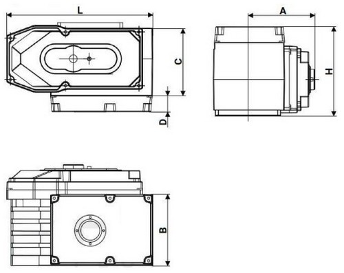 Затворы дисковые поворотные DN.ru WBV4242E-2W-Fb-ISO Дн100-200 Ру10 межфланцевые, корпус - НПВХ, диск - НПВХ, уплотнение - EPDM, с электроприводом DN.ru QT-N-EM-O1-220VAC-У1 HARK