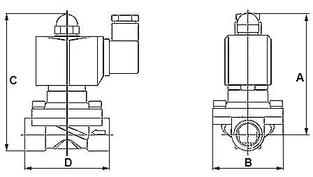 Клапан электромагнитный DN.ru VS331-VT-NC-24VDC 3/8″ Ду10 Ру10, соленоидный двухходовой, корпус - нержавеющая сталь 304, уплотнение - Viton, резьбовой, нормально-закрытый, прямого действия, катушка - 24В