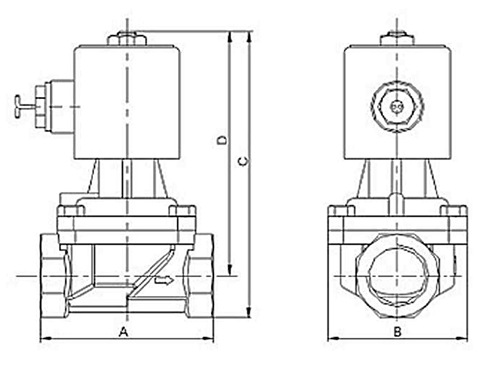 Клапан электромагнитный DN.ru VS731-PT-NC-220VAC 1 1/4″ Ду32 Ру10 соленоидный двухходовой, корпус - нержавеющая сталь 304, уплотнение - PTFE, внутренняя резьба, прямого действия, нормально закрытый, с нулевым перепадом давления, катушка - 220В