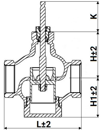 Клапан регулирующий DN.ru VRg1-31M-PED-T 1 1/4″ Ду32 Ру25 двухходовой, односедельный, резьбовой, корпус - нержавеющая сталь AISI304, уплотнение - металл с электроприводом XCK220-1500 AC220V