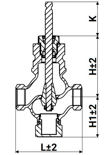 Клапан регулирующий DN.ru VRg1-31M-PED-T 3/4″ Ду20 Ру25 двухходовой, односедельный, резьбовой, корпус - нержавеющая сталь AISI304, уплотнение - металл с электроприводом XCK220-1500 AC220V