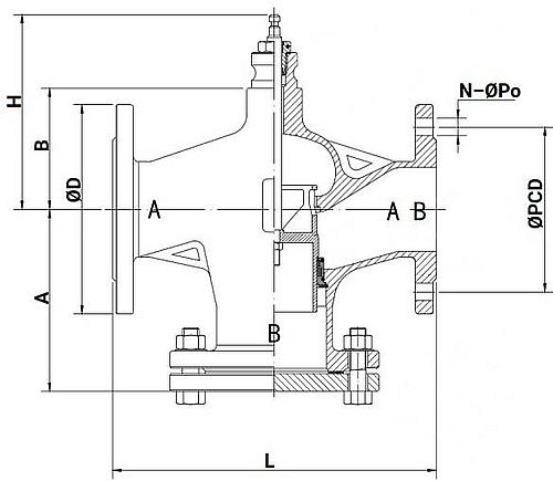 Клапаны запорно-регулирующие DN.ru VSR1-16V-PED-F Ду15-150 Ру16 односедельные, фланцевые, корпус - чугун QT450, уплотнение - фторкаучук (Viton, FPM) с электроприводом AC220В