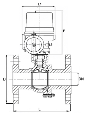 Кран шаровой DN.ru BV3232P(2pc)-FP-F-ISO-H Ду40 Ру40 полнопроходной двухходовой, нержавеющая сталь 316, фланцевый, уплотнение - PTFE, с электроприводом QT-EX-010EM-O2-220VAC-У1