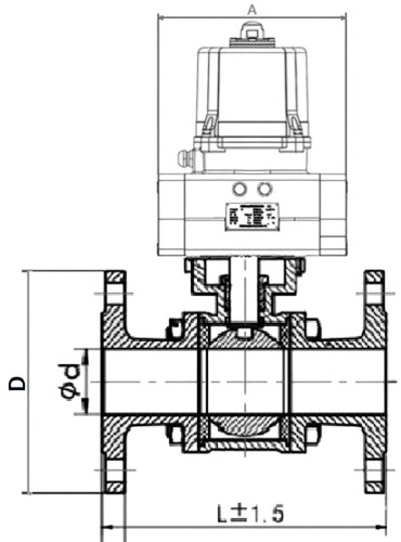 Кран шаровой DN.ru BV3232P(2pc)-FP-F-ISO-H Ду65 Ру16 полнопроходной, фланцевый, корпус - нержавеющая сталь SS316, уплотнение - PTFE, с электроприводом четвертьоборотным DN.ru QTSA-N-007EM-O0-220VAC