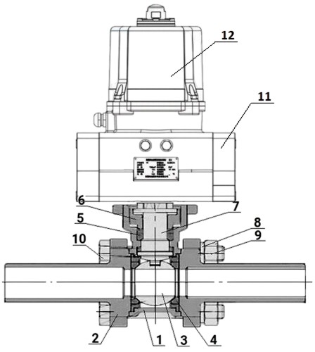 Кран шаровой DN.ru BV3232P(3pc)-FP-W-ISO-H LONG Ду32 Ру40 полнопроходной, под приварку, корпус - нержавеющая сталь SS316, уплотнение - PTFE, с электроприводом четвертьоборотным DN.ru QTSA-N-003EM-O0-220VAC