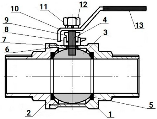 Кран шаровой DN.ru BV3131P(2pc)-FP-T-H НР/НР Ду15 Ру63 нержавеющая сталь AISI 304, полнопроходной, наружная резьба/наружная резьба, уплотнение - PTFE, ручка-рычаг