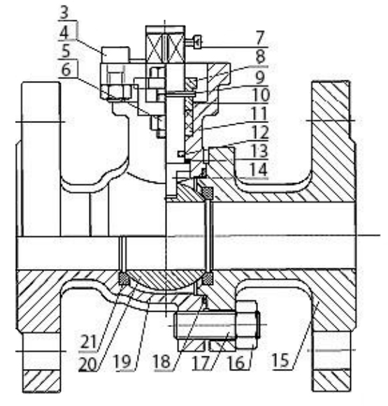 Кран шаровой DN.ru BV3232P(2pc)-FP-F-ISO-H Ду150 Ру16 корпус - сталь 316, уплотнение - PTFE, полнопроходной, фланцевый, с электроприводом DN.ru QT-N-040EM-O1-24VDC-У1