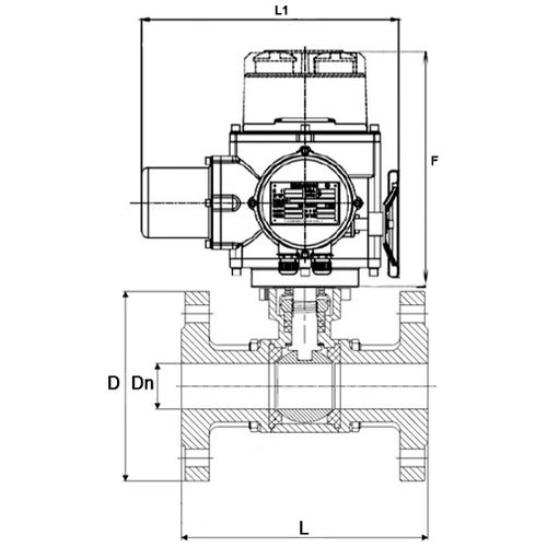 Краны шаровые DN.ru BV3232P(3pc)-FP-W-ISO-H WDVF Ду50 Ру40 полнопроходные, корпус - нержавеющая сталь 316, уплотнение - PTFE, под приварку, с 1/4-оборотным электроприводом DN.ru QT-N-M-O2-380VAC-У1