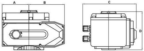 Краны шаровые DN.ru BV3232P(2pc)-FP-3WL-F-ISO-H Ду20-80 Ру16 HYMT, трехходовые L-тип, полнопроходные, фланцевые, корпус - нержавеющая сталь SS316, с электроприводом QT-N-EM-O1-380VAC-У1 HARK