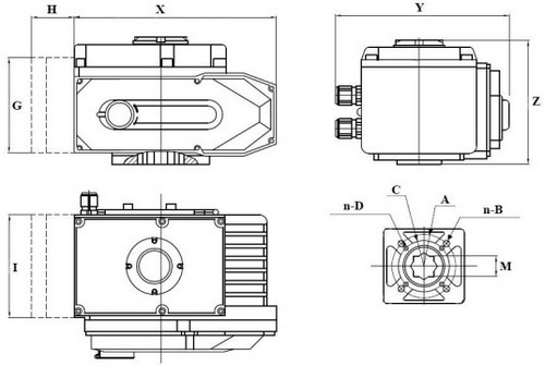 Краны шаровые DN.ru BV3232P(2pc)-FP-3WL-F-ISO-H Ду20-80 Ру16 HYMT, трехходовые L-тип, полнопроходные, фланцевые, корпус - нержавеющая сталь SS316, с электроприводом QT-N-EM-B1-220VAC-У1 c датчиком обратной связи и входным управляющим сигналом 0-10 В HARK
