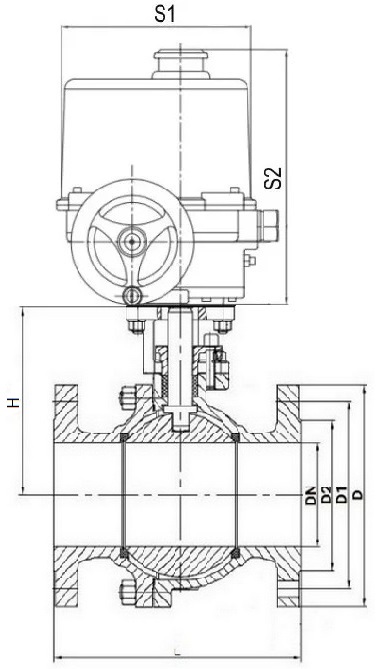 Краны шаровые DN.ru BV3232P(2pc)-FP-F-R-ISO Ду200 Ру16 полнопроходные фланцевые, корпус - нержавеющая сталь 316, с электроприводом 1/4-оборотным взрывозащищенным ГЗ-ОФВ(М) 380В