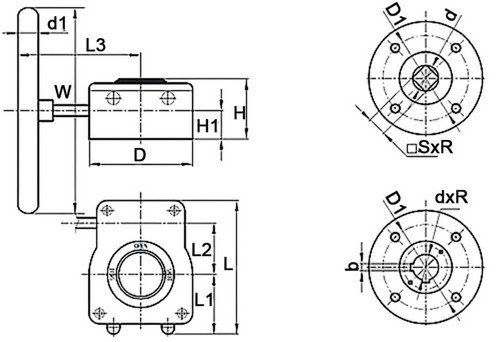 Краны шаровые DN.ru BV3232P(4pc)-FP-3WL-F-ISO-H Ду50-100 Ру16 полнопроходные трехходовые, нержавеющая сталь SS316, фланцевые, уплотнение - PTFE, с редуктором DN.ru HAM RQNx-xZ-x