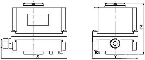 Кран шаровой DN.ru BV3232P(4pc)-FP-3WL-F-ISO-H Ду15 Ру16 полнопроходной трехходовой, нержавеющая сталь SS316, фланцевый, уплотнение - PTFE, с электроприводом четвертьоборотным DN.ru QT-N-003EM-O1-220VAC-У1 MINI