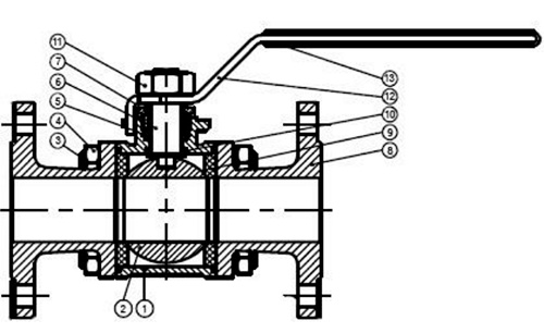 Кран шаровой DN.ru BV3131P(3pc)-FP-F-H Ду65 Ру25, полнопроходной, трехсоставной, сталь 304, уплотнение - PTFE, фланцевый с рукояткой