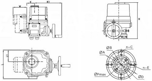 Кран шаровой DN.ru BV3232P(3pc)-FP-F-ISO-H Ду32 Ру40 полнопроходной трехсоставной, фланцевый, нержавеющая сталь 316, уплотнение - PTFE, с электроприводом четвертьоборотным DN.ru взрывозащищенным QT-EX-010EM-O2-220VAC-У1