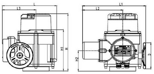 Кран шаровой DN.ru BV3131P(3pc)-FP-F-ISO-H Ду100 Ру16 полнопроходной трехсоставной, фланцевый, нержавеющая сталь 304, уплотнение - PTFE, 22х22, F10, WDVF, с электроприводом четвертьоборотным DN.ru взрывозащищенным QT-EX-020M-O2-380VAC-У1