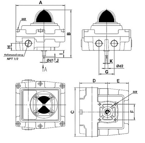 Кран шаровой DN.ru BV3131P(3pc)-FP-W-ISO-H LONG Ду10 Ру63 полнопроходной, корпус - нержавеющая сталь 304, уплотнение - PTFE, под приварку, с пневмоприводом DN.ru PA-DA-052 и БКВ APL-410N EX