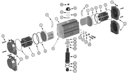 Кран шаровой DN.ru BV3131P(3pc)-FP-W-ISO-H LONG Ду125 Ру16 полнопроходной, корпус - нержавеющая сталь 304, уплотнение - PTFE, под приварку, с пневмоприводом DN.ru PA-SA-210 и БКВ APL-410N EX