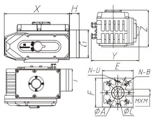 Кран шаровой DN.ru BV3232P(3pc)-FP-W-ISO-H LONG Ду10 Ру63 полнопроход., корпус - нерж.сталь 316, уплотнение - PTFE, под приварку, с 1/4-оборотным эл.приводом DN.ru QT-N-005EM-A1-220VAC-У1 c датчиком обратн. связи и входным управляющ. сигналом 4-20мА