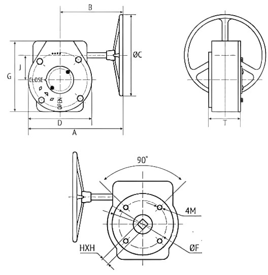 Кран шаровой DN.ru BV3131P(3pc)-FP-W-ISO-H LONG Ду65 Ру25 полнопроходной, корпус - нержавеющая сталь 304, уплотнение - PTFE, под приварку, с редуктором четвертьоборотным DN.ru RDN RQN4-500Z-T30