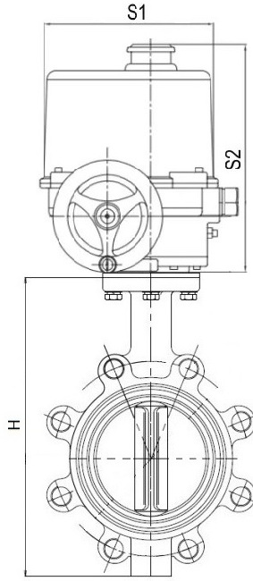 Затворы дисковые поворотные DN.ru WBV1631N-2W-Fb-H Ду80-150 Ру16 корпус - чугун QT450, диск - нержавеющая сталь 304, уплотнение - NBR, межфланцевые, с электроприводом 1/4-оборотным взрывозащищенным ГЗ-ОФВ(М) 380В