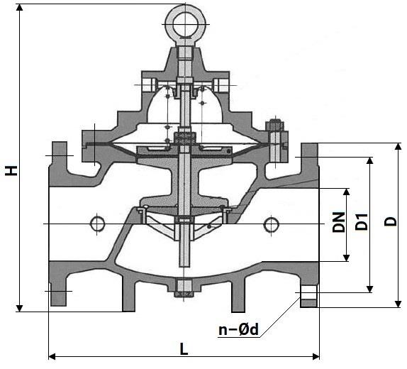 Регулятор пилотного типа поплавковый DN.ru PVF8-1331RR-F Ду300 Ру16, мембранный, корпус - чугун GGG40, диск - нержавеющая сталь 304, уплотнение - натуральный каучук, присоединение - фланцевое