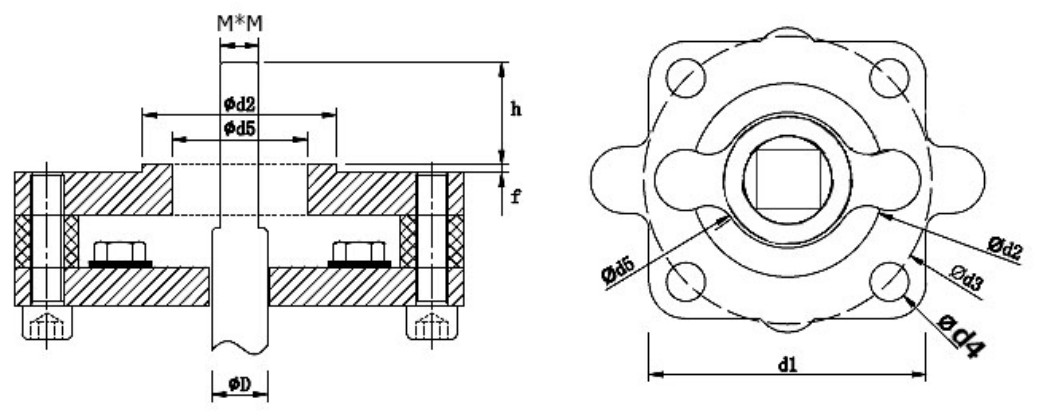 Задвижки клиновые 30ч939р DN.ru GVWN1414E-2W-F Ду50-250 Ру10/16, фланцевые, корпус - чугун GGG50, уплотнение - EPDM, c ОСТ-фланцем и невыдвижным квадратным штоком под электропривод, цвет - синий