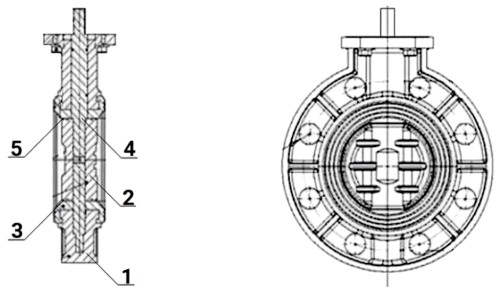 Затвор дисковый поворотный DN.ru WBV4242E-2W-Fb-ISO Дн200 Ру10 UPVC (НПВХ), межфланцевый, корпус - UPVC (НПВХ), диск - UPVC (НПВХ), уплотнение - EPDM, с ISO-фланцем и голым штоком квадратным