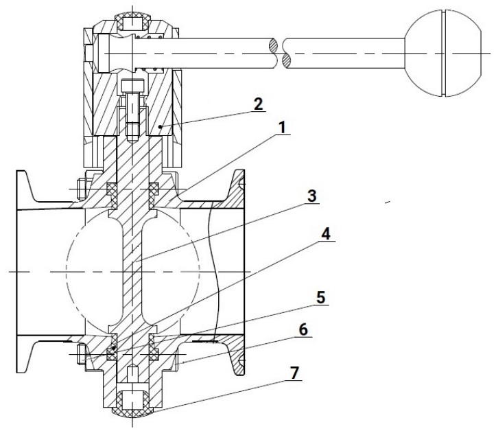 Затворы дисковые поворотные DN.ru WBV3131E-2W-C-H Ду15-100 Ру10 пищевая нержавеющая сталь 304, уплотнение – EPDM, присоединение CLAMP, с рукояткой