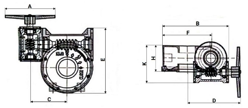 Затворы дисковые поворотные DN.ru WBV1413E-2W-Fb-ISO-R Ду500-600 Ру16, корпус - чугун GGG50, диск - чугун GGG40, уплотнение - EPDM, с редуктором