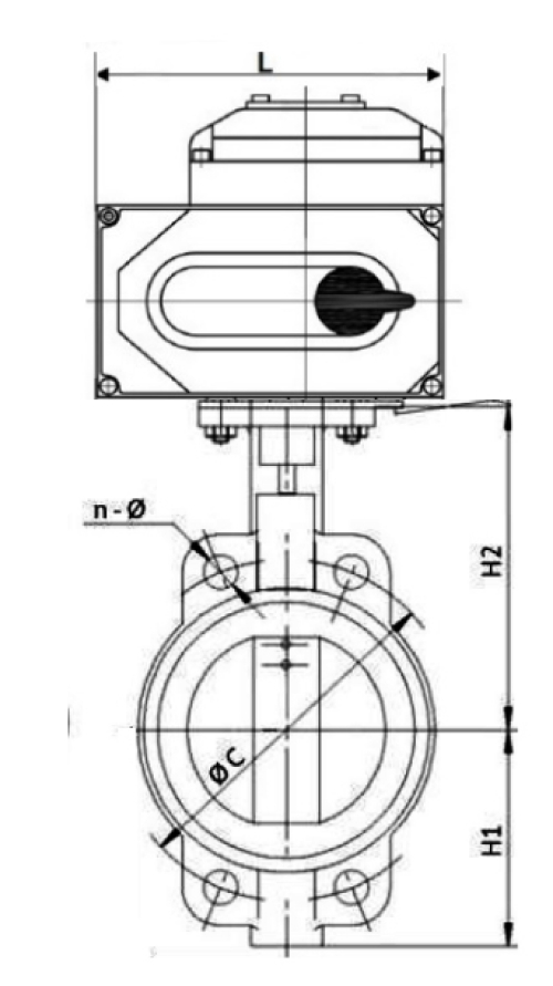 Затвор дисковый поворотный DN.ru WBV3232V-2W-Fb-H Ду250 Ру16, корпус -нержавеющая сталь 316L, диск - нержавеющая сталь 316L, уплотнение - VITON, с 1/4-оборотным электроприводом QT-N-040EMT-O1-380VAC -УХЛ1 380В