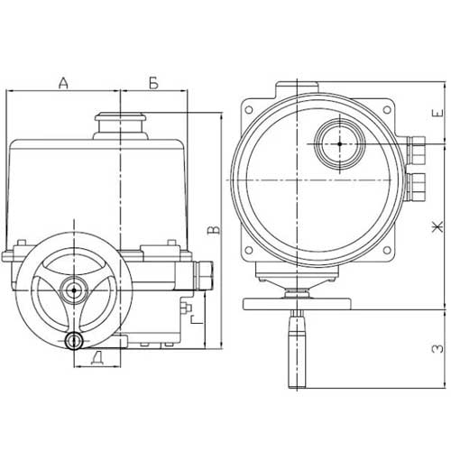 Затвор дисковый поворотный Tecofi VPI 4449 Ду125 Ру16 с электроприводом ГЗ-ОФ-70/5,5М, 380В