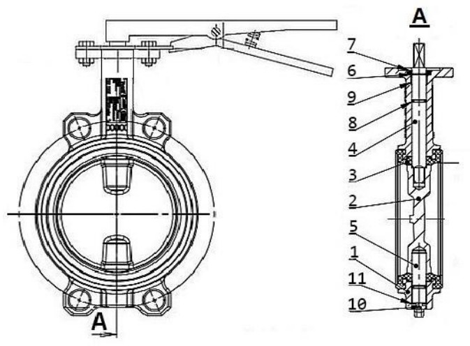 Затвор дисковый поворотный DN.ru WBV1432E-2W-Fb-H Ду40 Ру16, корпус - чугун GGG50, диск - нержавеющая сталь 316L, уплотнение - EPDM, с электроприводом DN.ru QT-N-003EM-O1-220VAC-У1 HARK