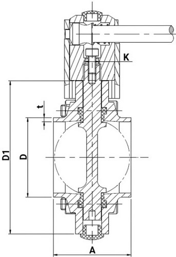 Затворы дисковые поворотные DN.ru WBV3131S-2W-W-H Ду15-100 Ру10 под приварку, корпус - пищевая нержавеющая сталь AISI 304, диск - нержавеющая сталь AISI 304, уплотнение - Silicon, с электроприводом четвертьоборотным DN.ru QTSA-N-EM-O0-220VAC
