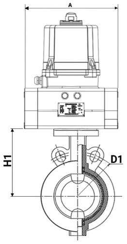 Затворы дисковые поворотные DN.ru WBV3434Pf-2W-Fb-H Ду50-125 Ру16 футерованные межфланцевые, корпус - углеродистая сталь WCB, диск - углеродистая сталь WCB, уплотнение - PTFE, с электроприводом четвертьоборотным DN.ru QTSA-N-EM-O0-220VAC