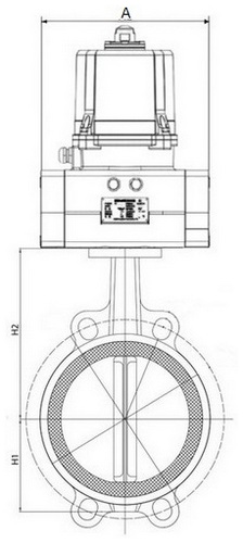 Затворы дисковые поворотные DN.ru WBV3432E-2W-Fb-H Ду40-200 Ру16 межфланцевые, корпус - углеродистая сталь WCB, диск - нержавеющая сталь 316L, уплотнение - EPDM, с электроприводом четвертьоборотным DN.ru QTSA-N-EM-O0-220VAC