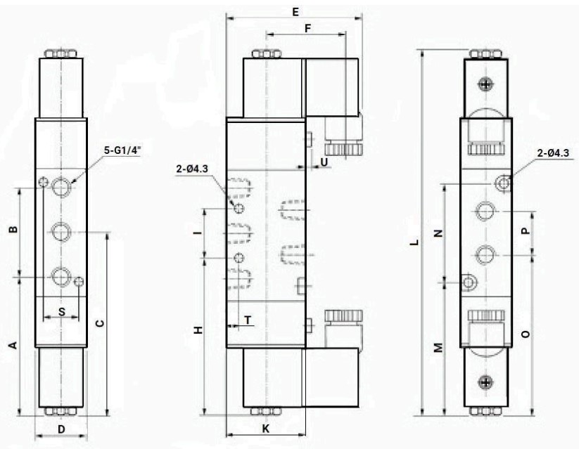 Пневмораспределитель DN.ru 4V320-08 220В