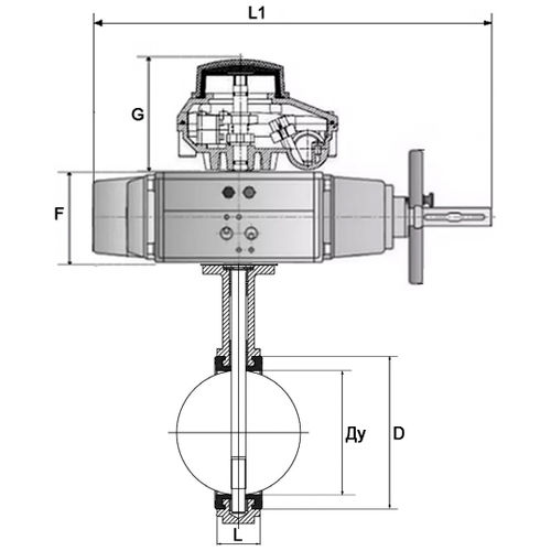 Затвор дисковый поворотный DN.ru WBV1331E-2W-F-H Ду100 Ру16, фланцевый, корпус - чугун GGG40, диск - нержавеющая сталь 304, уплотнение - EPDM, с пневмоприводом PA-DA-105-1, с пневмораспределителем 4V320-08 220В, БКВ APL-410N Ex