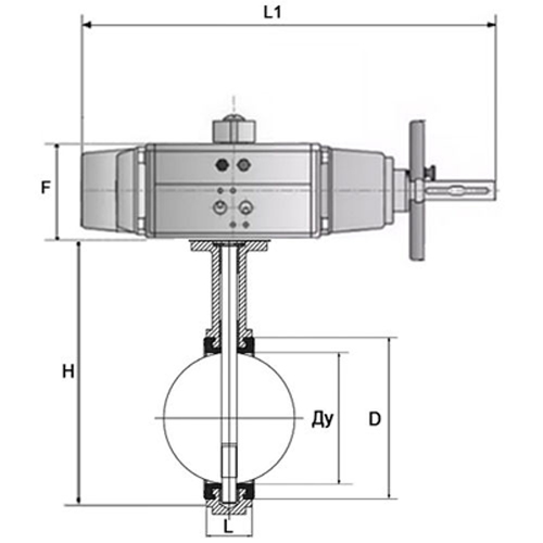 Затвор дисковый поворотный DN.ru WBV3131E-2W-Fb-H Ду100 Ру16, межфланцевый, корпус - нержавеющая сталь 304, диск - нержавеющая сталь 304, уплотнение - EPDM, с пневмоприводом PA-DA-105-1, с пневмораспределителем 4V320-10 220В