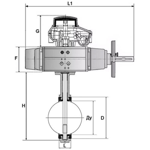 Затвор дисковый поворотный DN.ru WBV3131N-2W-Fb-H Ду100 Ру16, межфланцевый, корпус - нержавеющая сталь 304, диск - нержавеющая сталь 304, уплотнение - NBR, с пневмоприводом PA-DA-105-1, с пневмораспределителем 4V320-08 220В, БКВ APL-510N Ex