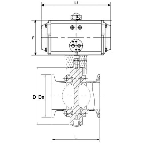 Затвор дисковый поворотный кламповый DN.ru WBV3131S-2W-C-H Ду25 Ру10 корпус - пищевая нержавеющая сталь 304, уплотнение – Silicon, с пневмоприводом DN.ru PA-DA-052 и пневмораспределителем DN.ru 4M310-08 24В