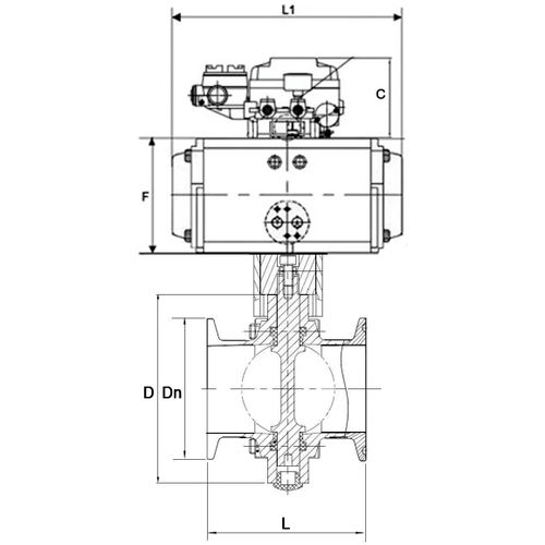 Затвор дисковый поворотный кламповый DN.ru WBV3131E-2W-C-H Ду65 Ру10 корпус - пищевая нержавеющая сталь 304, уплотнение – EPDM, с пневмоприводом DN.ru PA-SA-083 и позиционером DN.ru YT-1000RSN с обратной связью