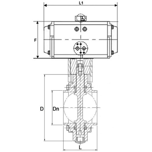 Затвор дисковый поворотный DN.ru WBV3131S-2W-W-H Ду50 Ру10 под приварку, пищевая нержавеющая сталь 304, уплотнение – Silicon, с пневмоприводом DN.ru PA-DA-065 и пневмораспределителем DN.ru 4V320-10 220В