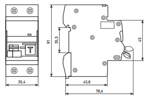 Автоматический выключатель дифференциального тока двухполюсный EKF AVERES DVA-6 1P+N 10 A (B) 30 мА (AC), ток утечки 30 мА, переменный, сила тока 10 A