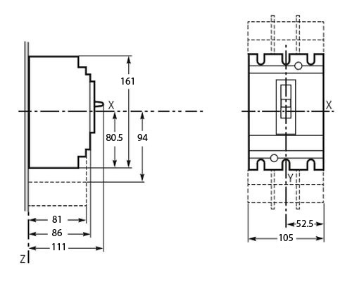 Автоматические выключатели трехполюсные EKF PROxima ВА-99C 3Р 100 сила тока 40-80А, отключающая способность 36 кА