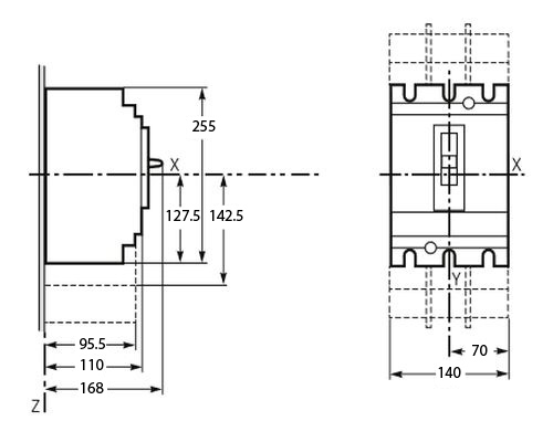 Автоматический выключатель трехполюсный EKF PROxima ВА-99С 3P 400/225А, сила тока 225А, отключающая способность 45кА